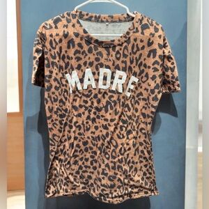 Leopard Print Madre T-Shirt hand crafted LARGE